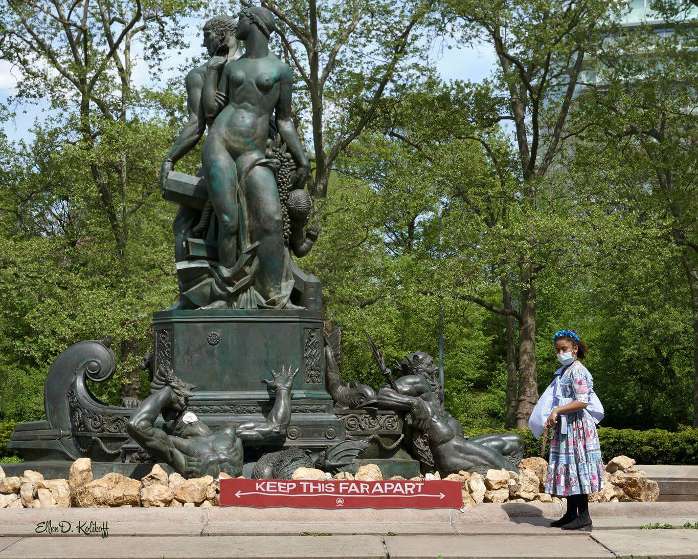 Socially distancing in Grand Army Plaza, Brooklyn NY, May 2020